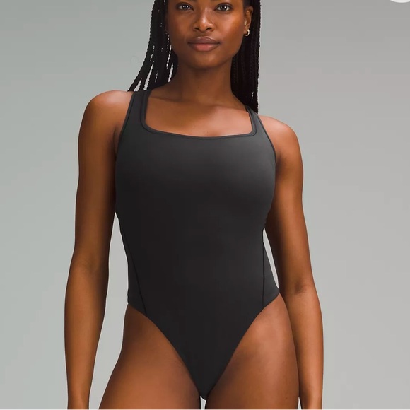Lululemon Wundermost Ultra-Soft Nulu Square-Neck Sleeveless Bodysuit Black Med - Picture 1 of 5